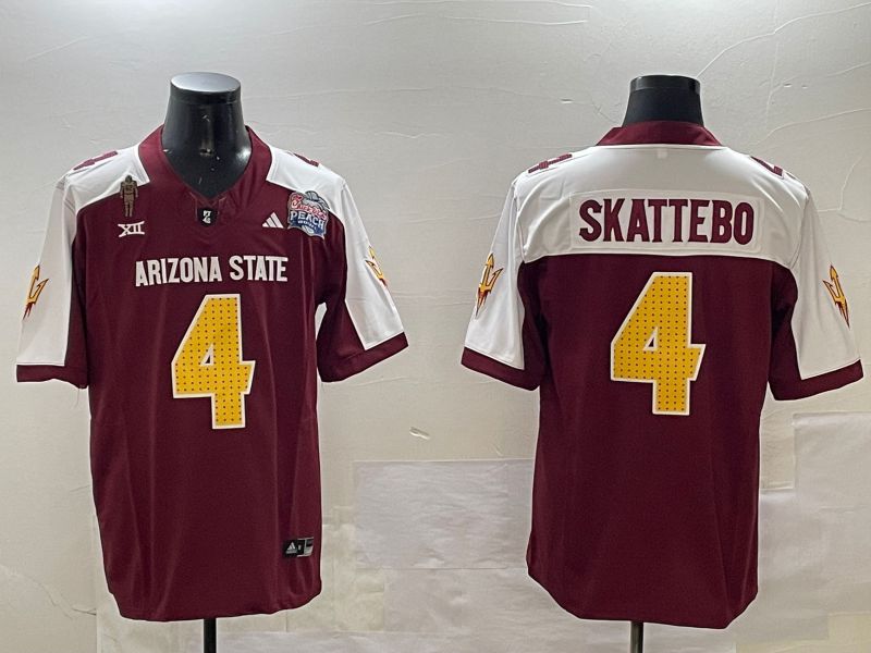 Men Arizona State Sun Devils #4 Skattebo Red Thanksgiving three generations 2024 Nike Limited NCAA Jersey style 1->ncaa teams->NCAA Jersey